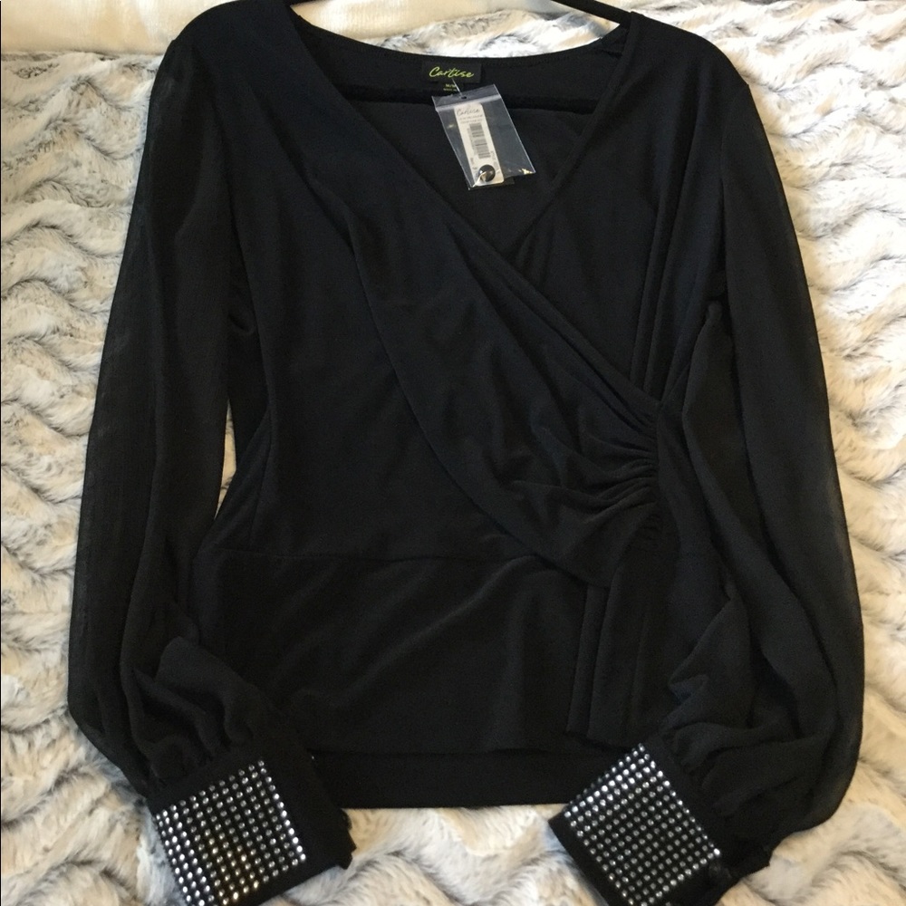 Cartise black blouse with sparkle cuffs
